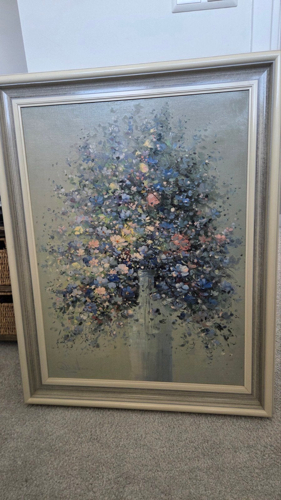 Schilderij: Kleurrijk Bloemenboeket in Vaas, Antiek en Kunst, Kunst | Schilderijen | Klassiek, Ophalen of Verzenden