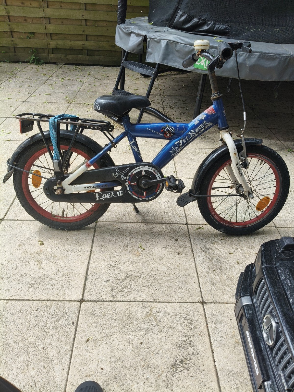 Kinderfiets 16-20 inch, blauw met rode velgen, Terugtraprem, Loekie., Ophalen of Verzenden, 16 tot 20 inch