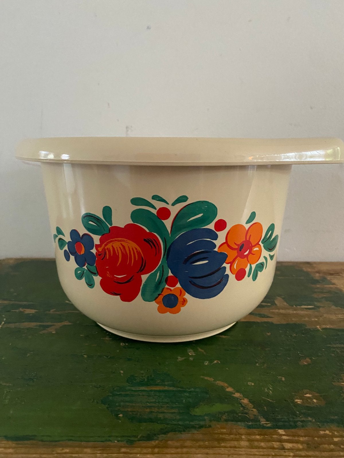 Vintage beslagkom van Emsa met vrolijk decor, Beige, Gebruikt, Kunststof, Ophalen of Verzenden