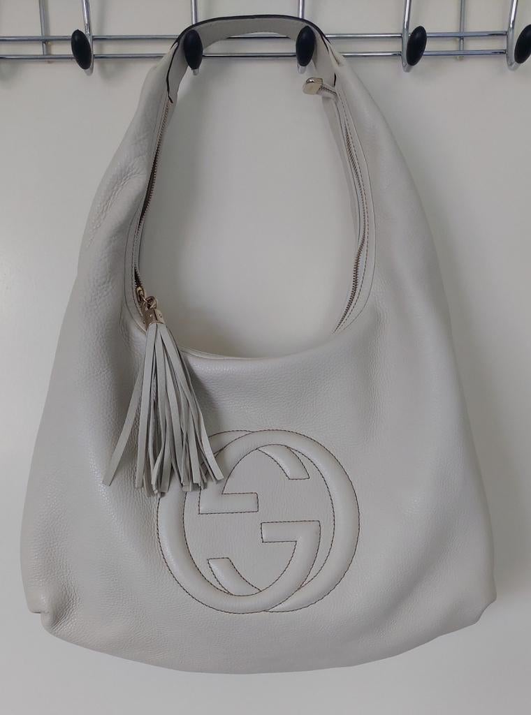 Gucci Soho-collectie hobotas met kwastje. Kalfsleer, Ophalen of Verzenden, Zo goed als nieuw, Wit, Schoudertasje