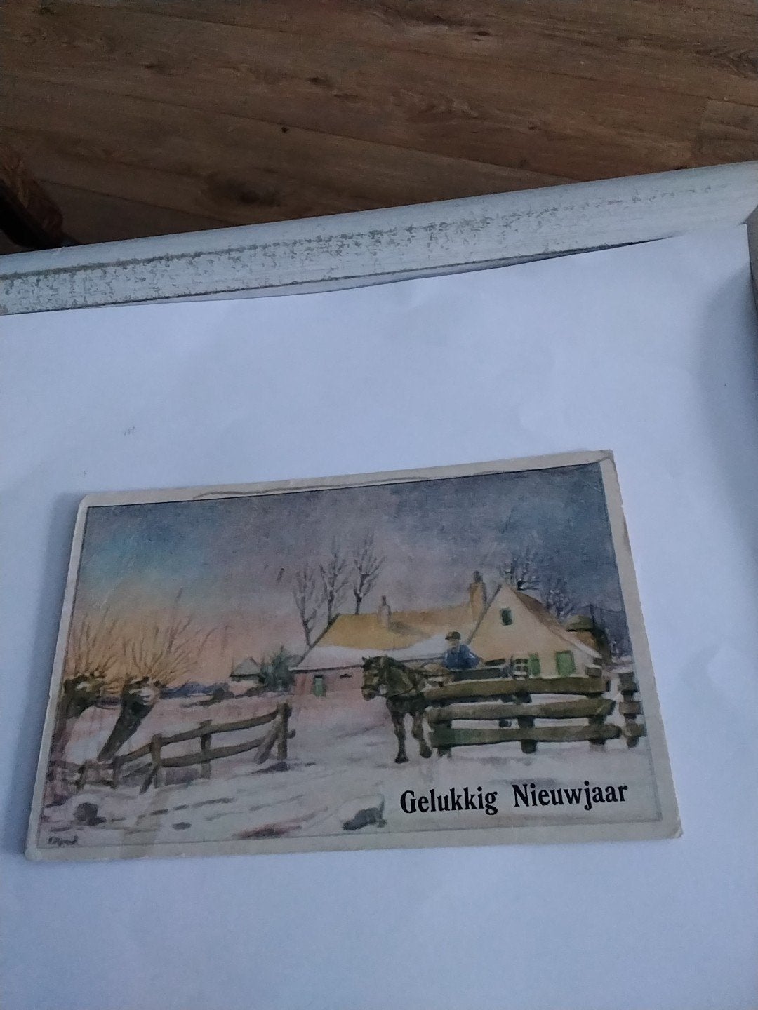 Oude Gelukkige Nieuwjaarskaart - Winterlandschap/F.Rend 1945, Verzamelen, Ophalen of Verzenden