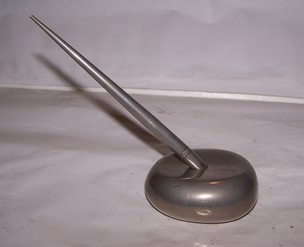 Mooie vintage verzilverde penhouder met pen. Izgs., Antiek en Kunst, Ophalen of Verzenden