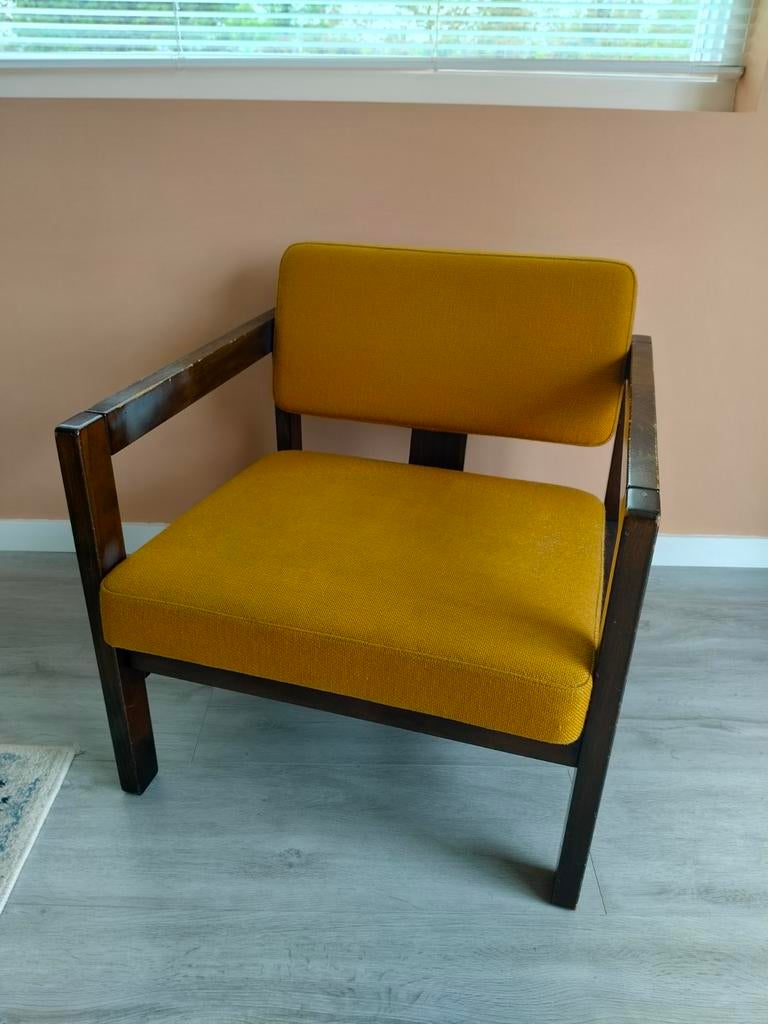 (nog) 1 Vintage fauteuil Hein Stolle voor Spectrum, Huis en Inrichting, Fauteuils, Gebruikt, Hout, 50 tot 75 cm, 75 tot 100 cm