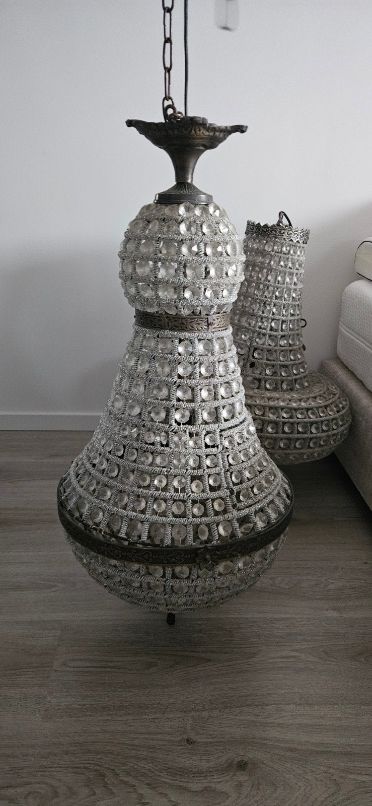 Prachtige vintage kristallen kroonluchter, Ophalen, Gebruikt, E14 (klein), Glas
