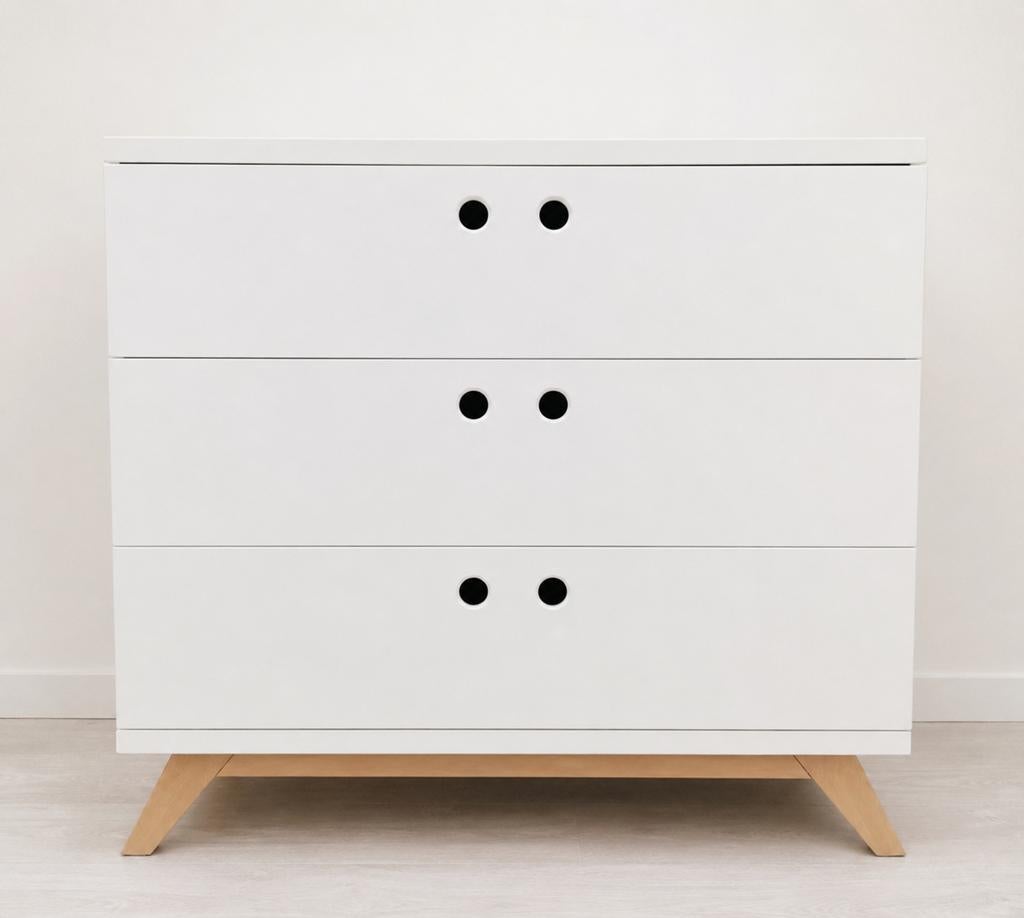 Bopita Lynn commode wit/hout | Scandinavische look | 3 laden, Ophalen, Gebruikt, 50 tot 70 cm, 100 cm of meer