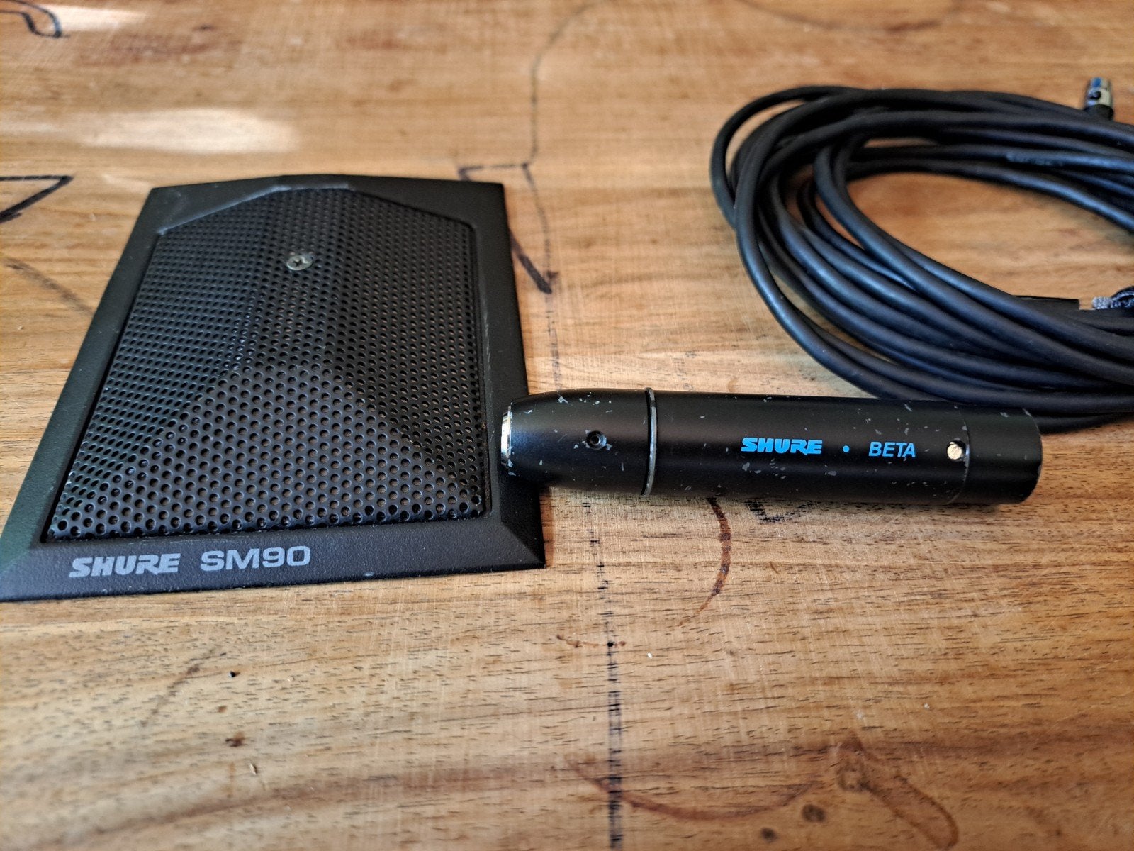 Shure SM90 microfoon met adapter en kabel, Muziek en Instrumenten, Ophalen of Verzenden, Gebruikt, Overige typen