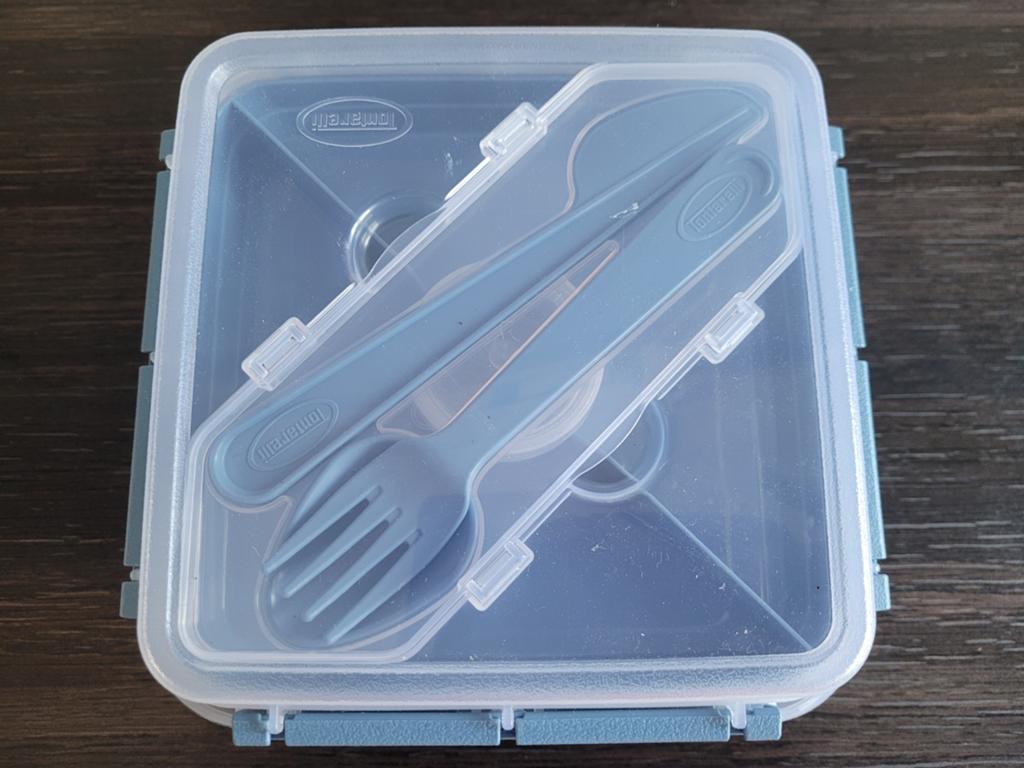 Tontarelli FRESH System Broodtrommel met Bestek, Huis en Inrichting, Keuken | Keukenbenodigdheden, Blauw, Kunststof, Nieuw, Ophalen of Verzenden