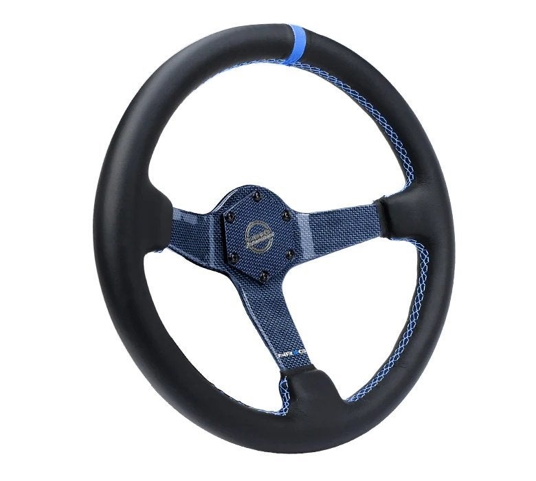 NRG Sportstuur leder 350mm carbon deep dish 75mm, Ophalen of Verzenden