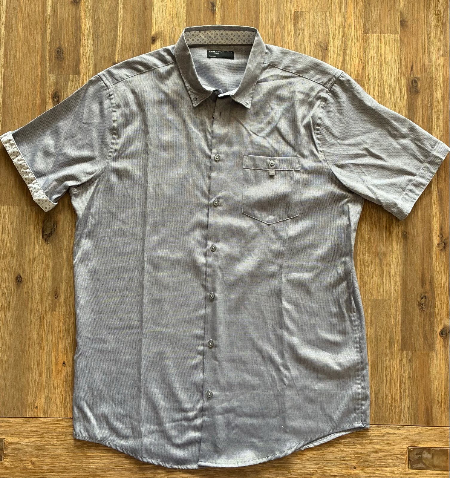 Summersale: Italiaans zomershirt Piazza Italia XL, Ophalen of Verzenden, Zo goed als nieuw, Grijs, Halswijdte 43/44 (XL)