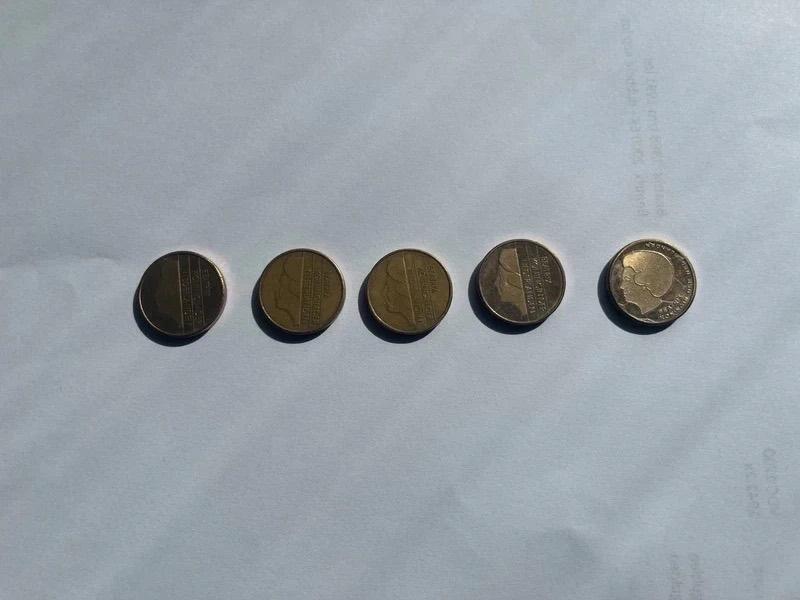 5x 5 Gulden munt, 1988, 1989, 1990, 1991 en EK 2000, Ophalen of Verzenden, Koningin Beatrix, 5 gulden, Losse munt