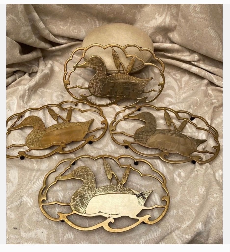 4 x vintage jaren ‘60 koperen onderzetters Eend, Ophalen of Verzenden, X, X, X
