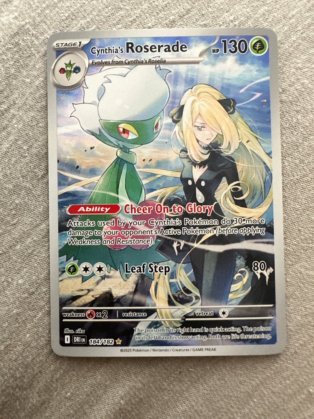 Cynthia's Roserade 184/182 - Pokémon Kaart, Ophalen of Verzenden, Zo goed als nieuw, Losse kaart