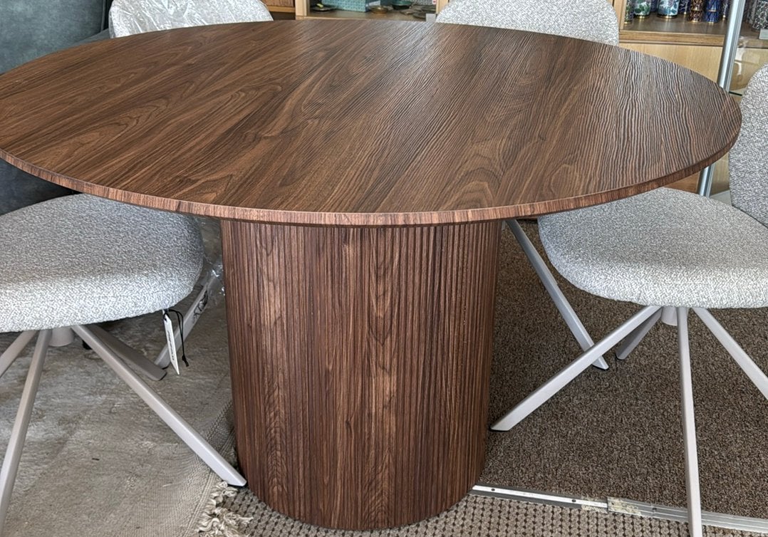Eettafel Japandi Kiko rond 120cm walnoot MDF, Kringloopehb41@hotmail.com, Rond, Vier personen, 7553JE