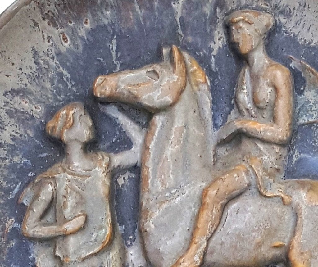 Amazone te paard, keramiek wandbord, 1960-1962, Duitsland, Verzenden