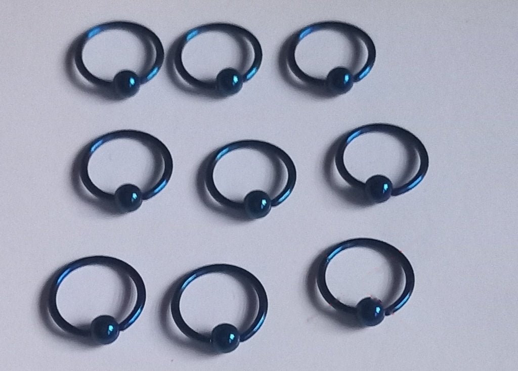 Blauwe piercing ringetjes 1,2 x 10 mm, Ophalen of Verzenden, Nieuw, Staal, Overige typen