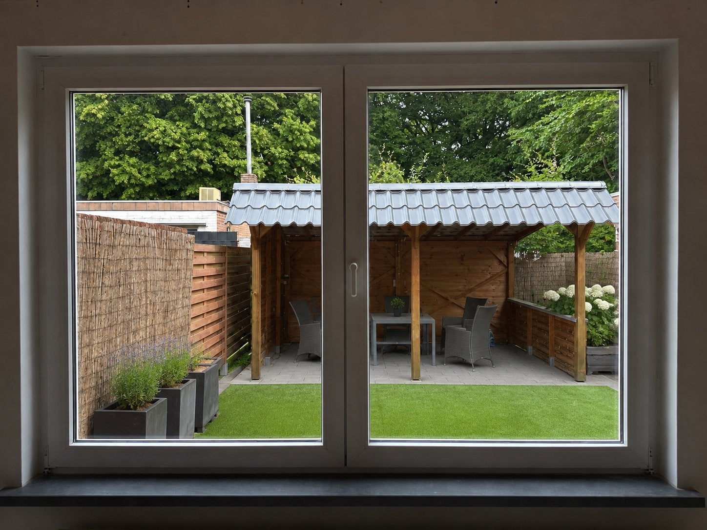 Kozijn met ramen dubbelglas 239x160m, Ophalen, Zo goed als nieuw, Hout, Raamkozijn