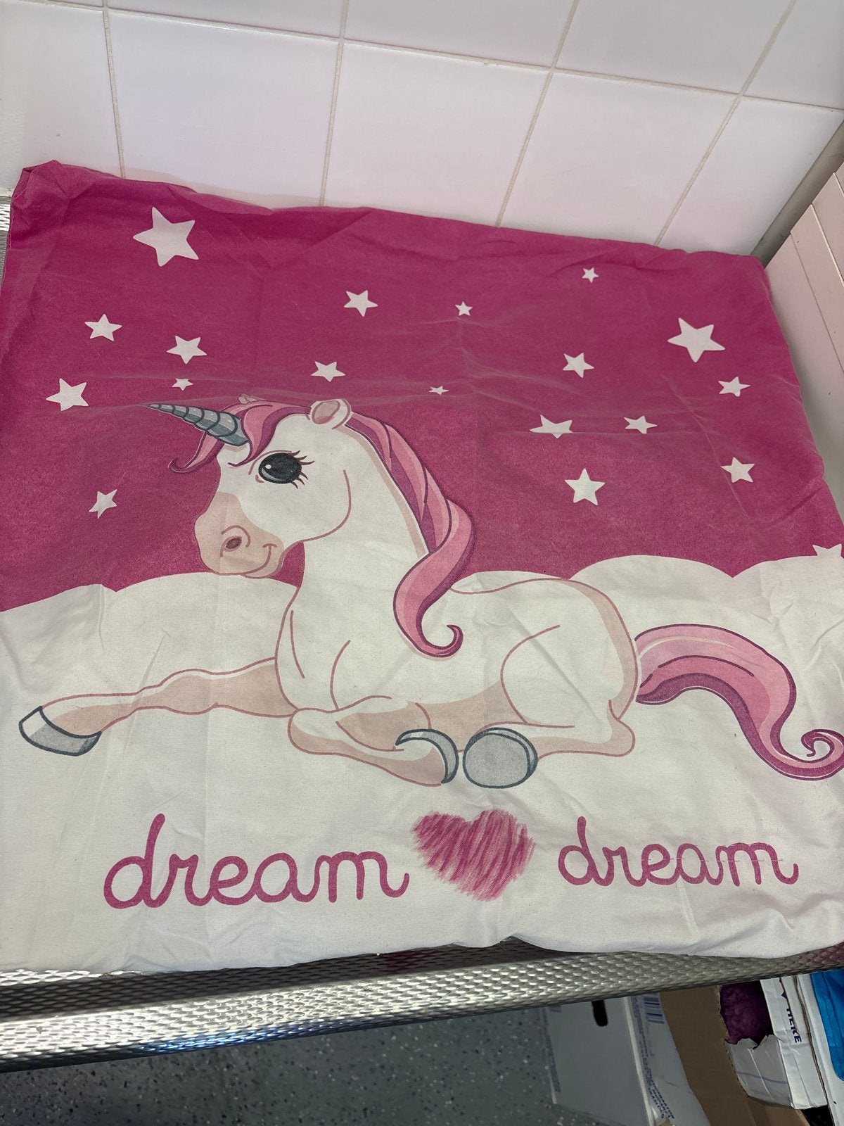 Eenpersoons kinderdekbed met unicorn - Gebruikt, Ophalen, Gebruikt, Meisje, Eenpersoonsbed