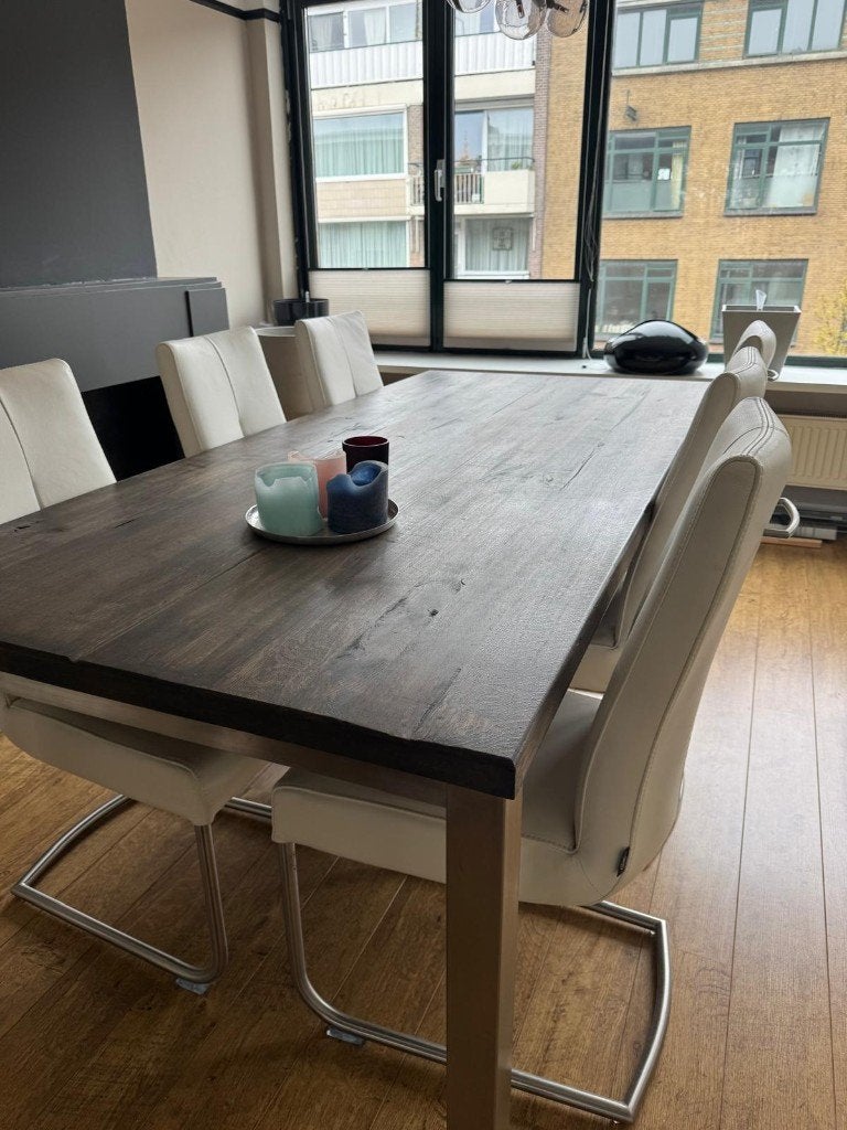 Mooie robuuste eettafel, Ophalen, Gebruikt, 200 cm of meer, 50 tot 100 cm