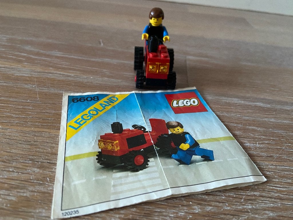 Jaren ‘80 LEGO Tractor met boer; 6608, Compleet, Gebruikt, Lego, Ophalen of Verzenden
