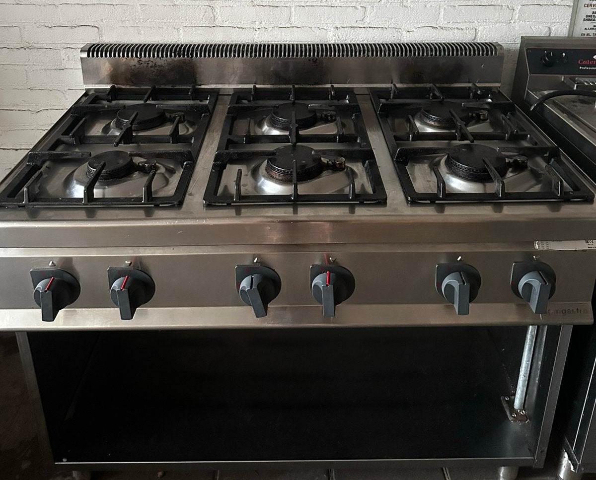GGM gastro horeca gasfornuis 6-pits RVS professioneel, Ophalen, Gebruikt, 60 cm of meer, Gas