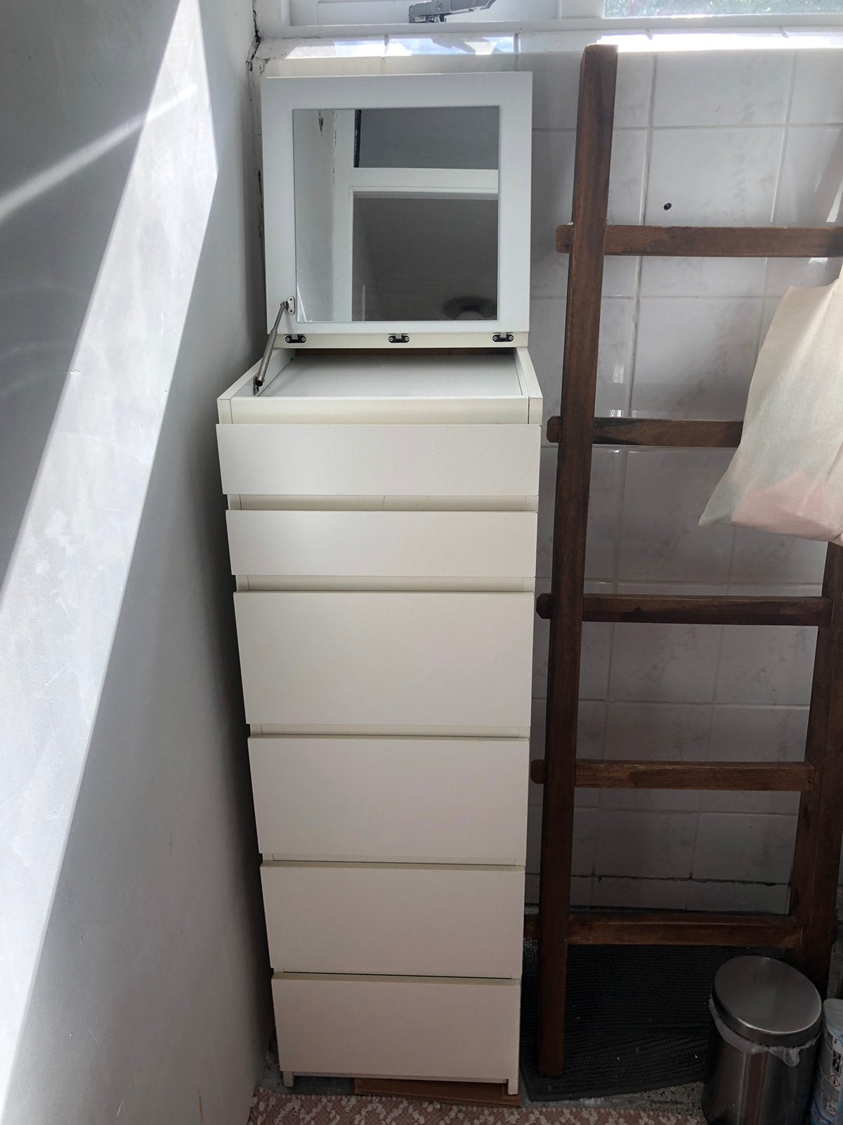 Ikea MALM ladekast met spiegel, Ophalen, Minder dan 50 cm, Gebruikt, 5 laden of meer