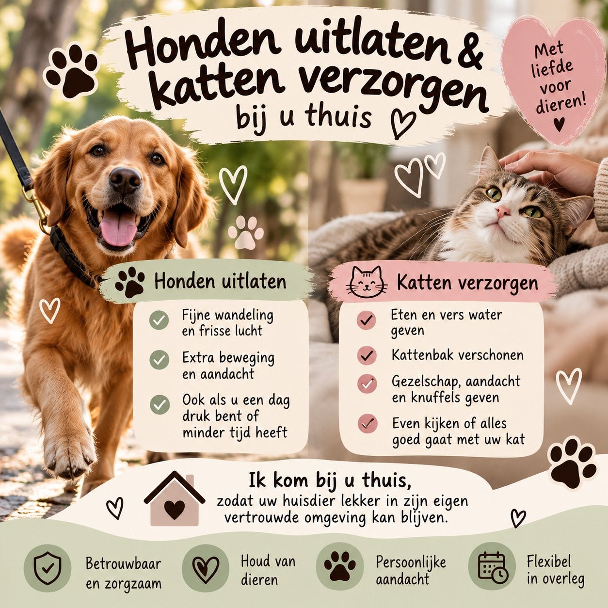 Honden uitlaten & katten verzorgen aan huis, Vacatures, MBO, Vanaf 10 jaar