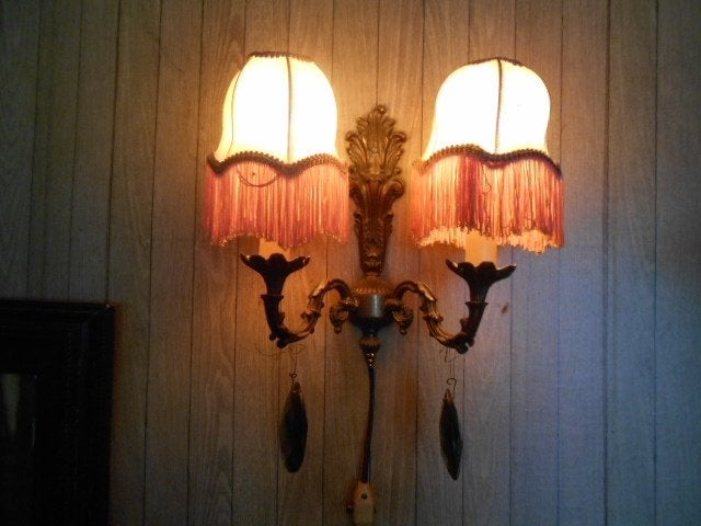DUO WAND SCHEMERLAMPJES JAREN 50, Overige materialen, Rood, E14 (klein), Ophalen of Verzenden