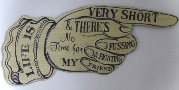 Handgeschilderd bord/Life is very short/The Beatles/mancave, Hout, Ophalen of Verzenden, Zo goed als nieuw, B6