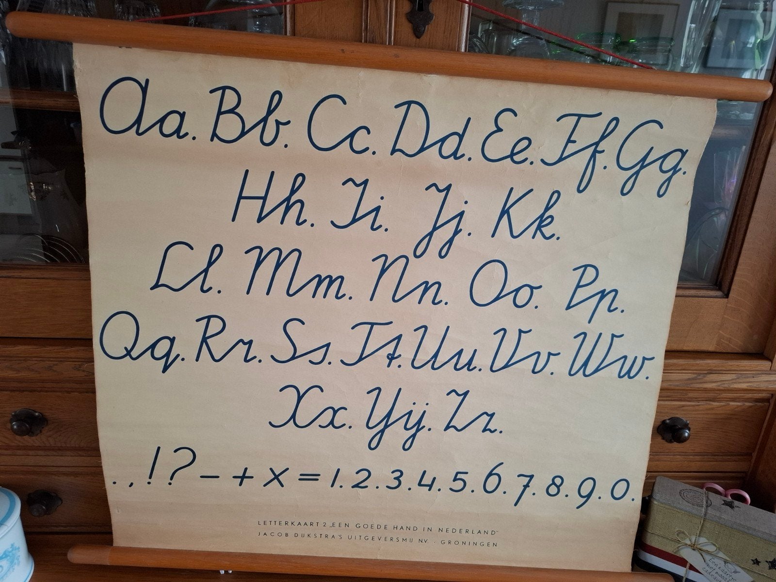 Vintage schoolplaat Letterkaart Jacob Dijkstra, Antiek en Kunst, Ophalen of Verzenden