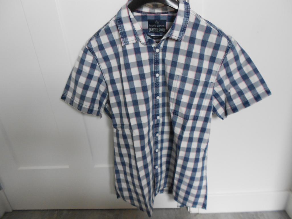 Angelo Litrico geblokte blouse, maat XL/43-44., Kleding | Heren, Overhemden, Angelo Litrico, Zo goed als nieuw, Halswijdte 43/44 (XL)