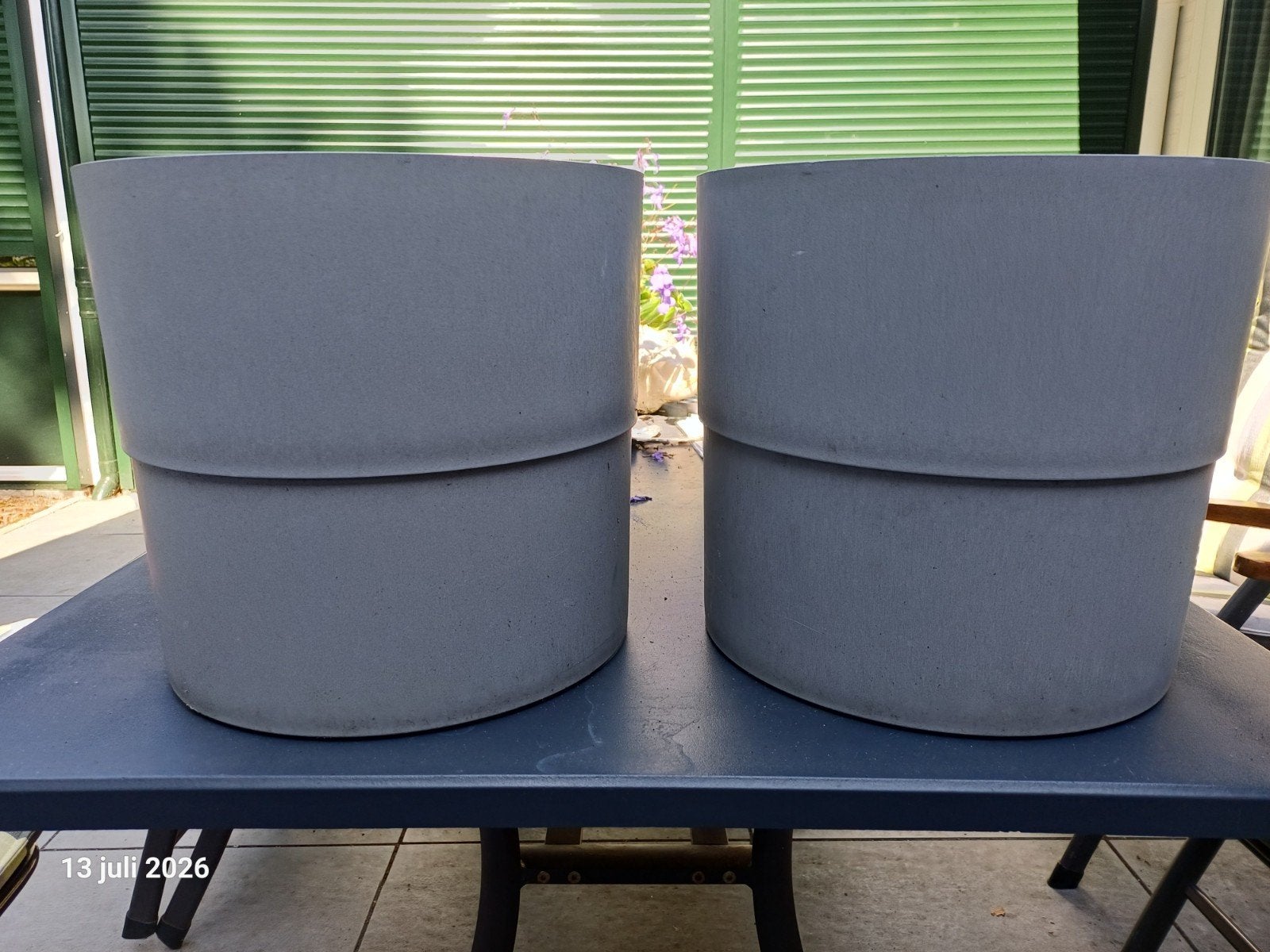 Grote grijze Ikea bloempotten, Tuin en Terras, Ophalen, Kunststof, Gebruikt, Rond