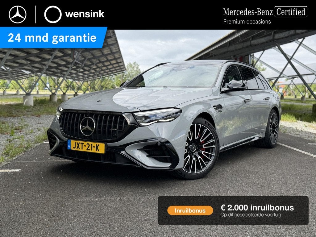 Mercedes-Benz E-klasse Estate AMG 53 4MATIC+ | Night | AMG p, Auto's, Mercedes-Benz, Gebruikt, Leder en Stof, 21 kWh, Vierwielaandrijving