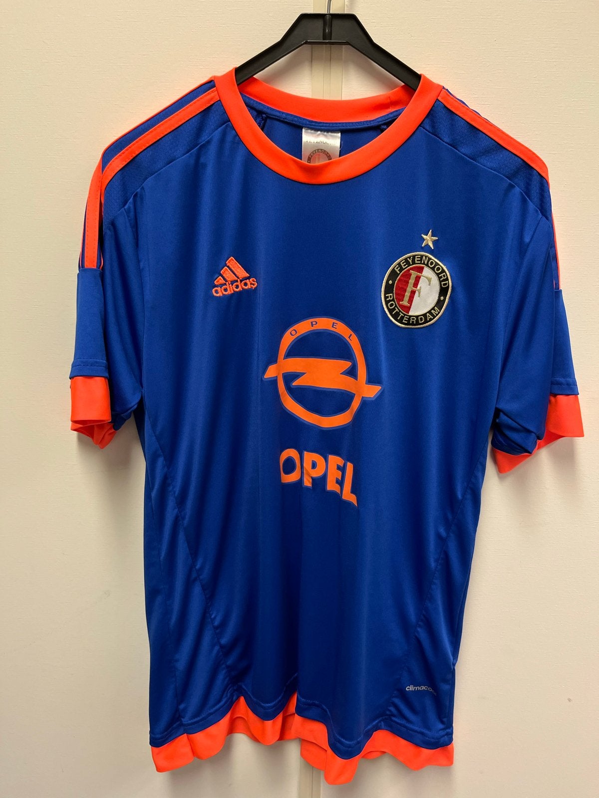 Feyenoord Adidas Opel Thuis Shirt Blauw Oranje Maat L, Sport en Fitness, Maat L, Ophalen of Verzenden, Zo goed als nieuw, Shirt