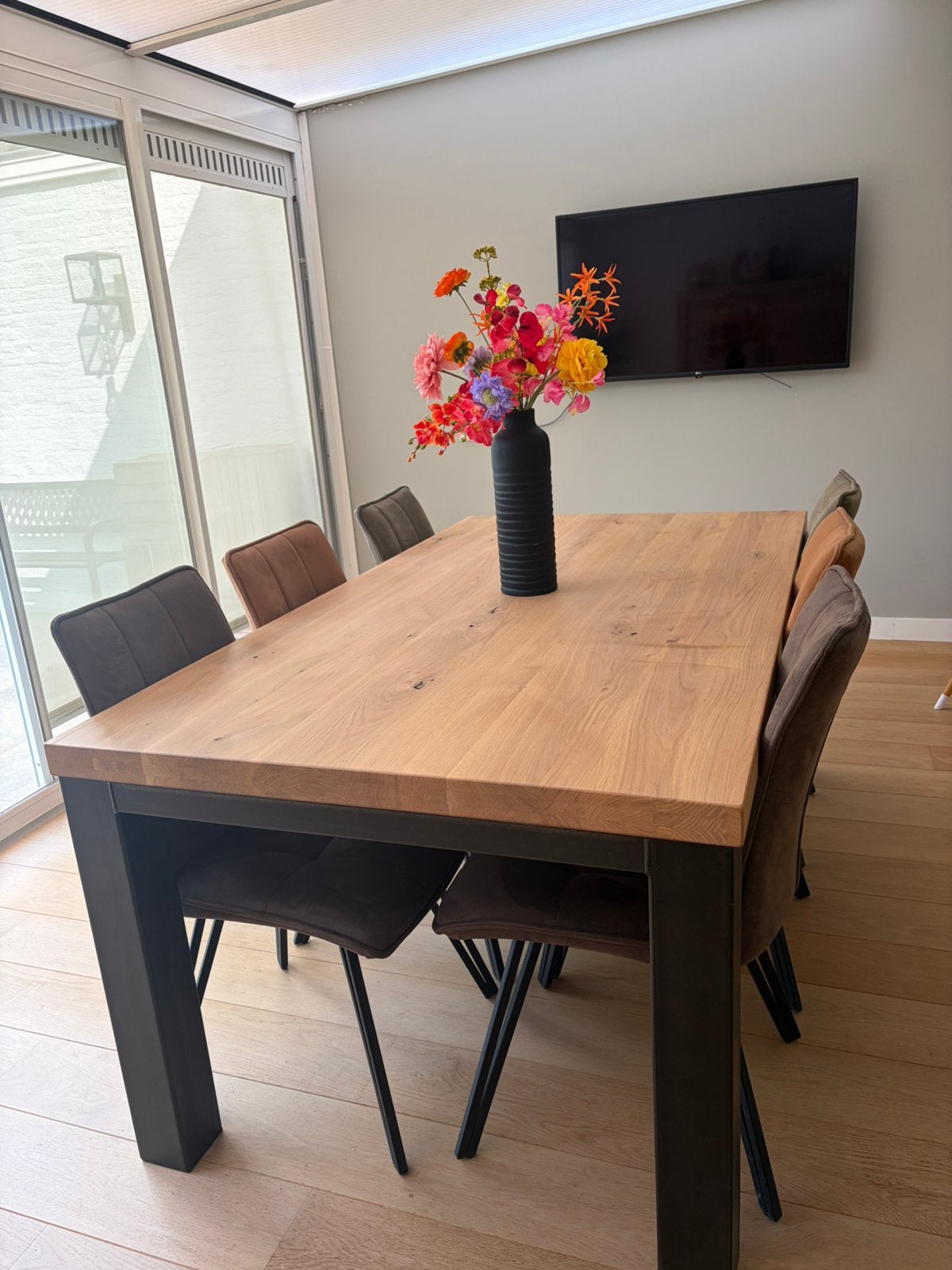 Massief super rustiek eiken eettafel, Huis en Inrichting, Tafels | Eettafels, Ophalen, Rustiek, Eikenhout, 50 tot 100 cm