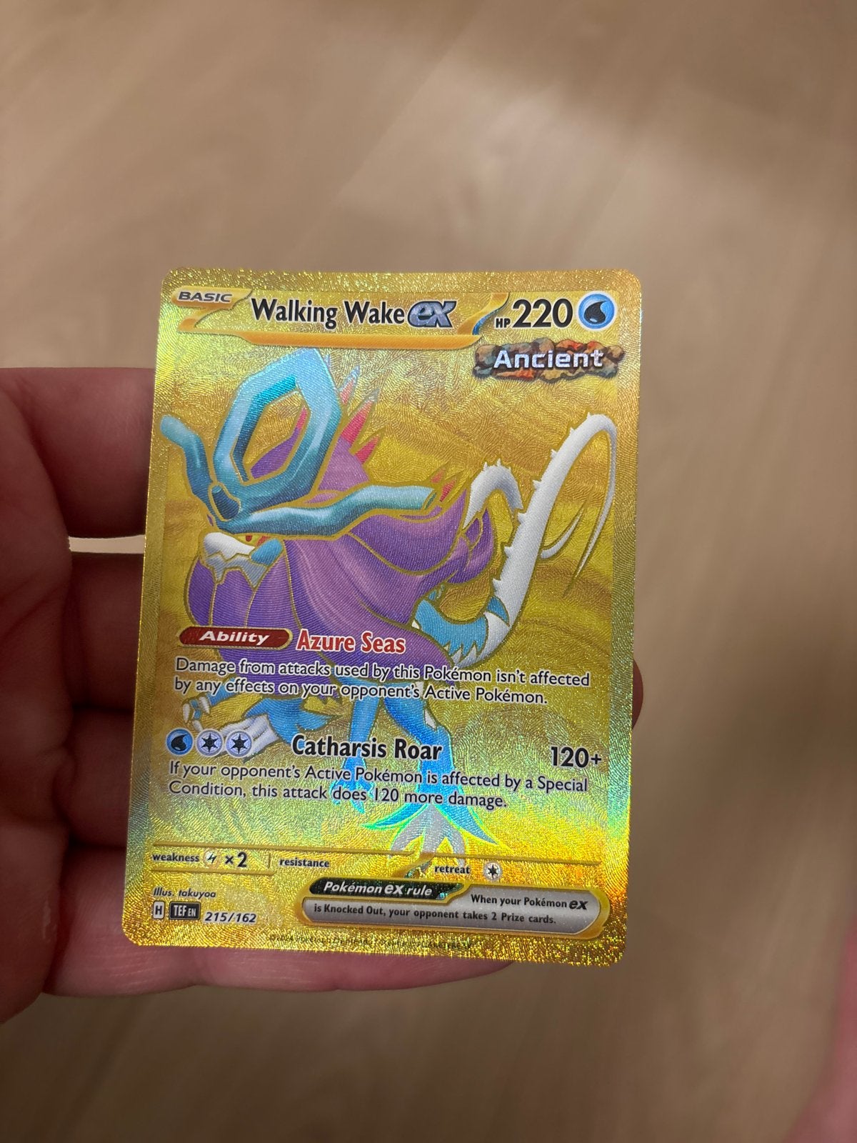 Hyper Zeldzame Walking Wake EX Pokémon Kaart, Ophalen, Zo goed als nieuw, Losse kaart, Foil