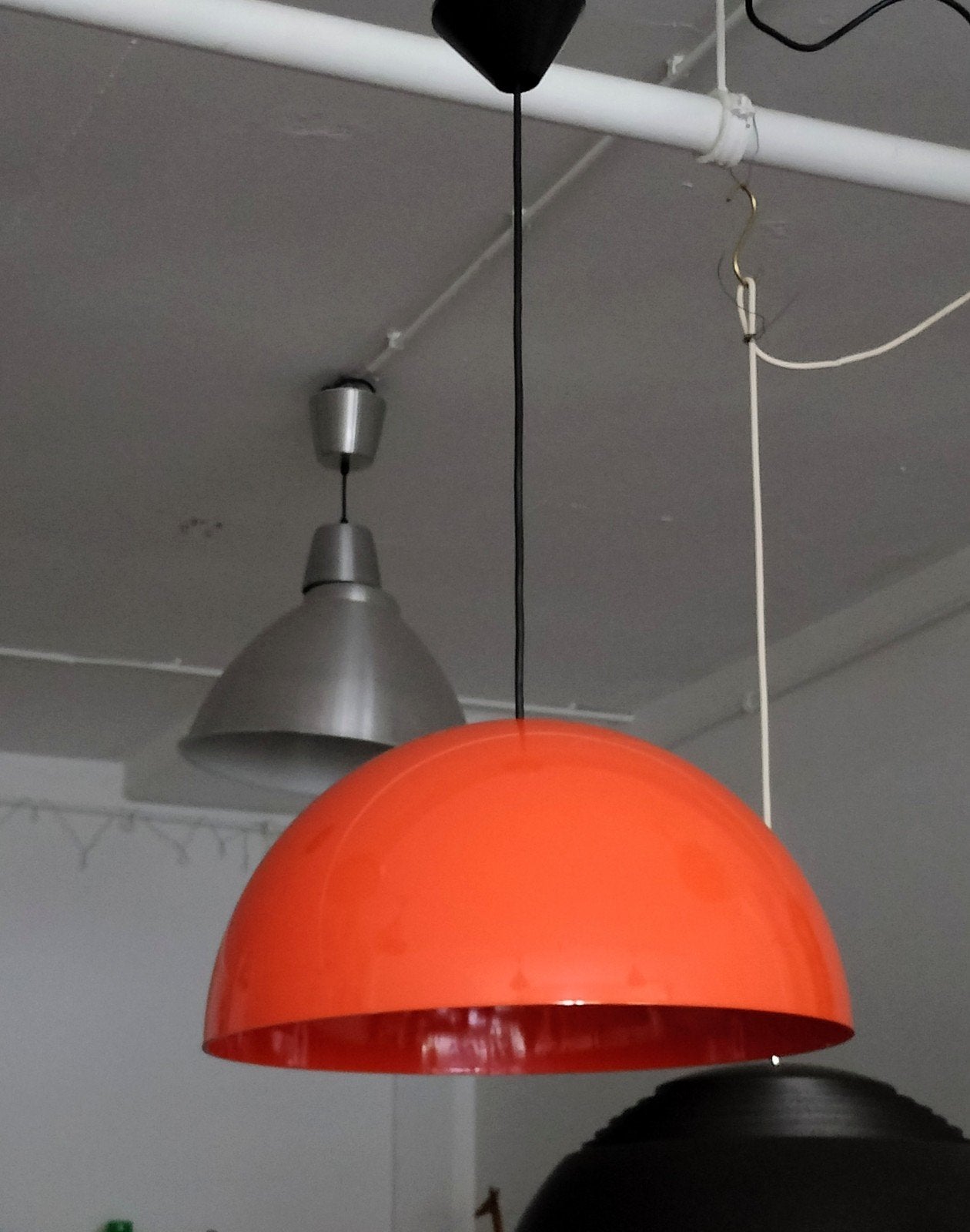 Vintage, Space Age kunststof oranje hanglamp, Ophalen, Kunststof, Gebruikt, .