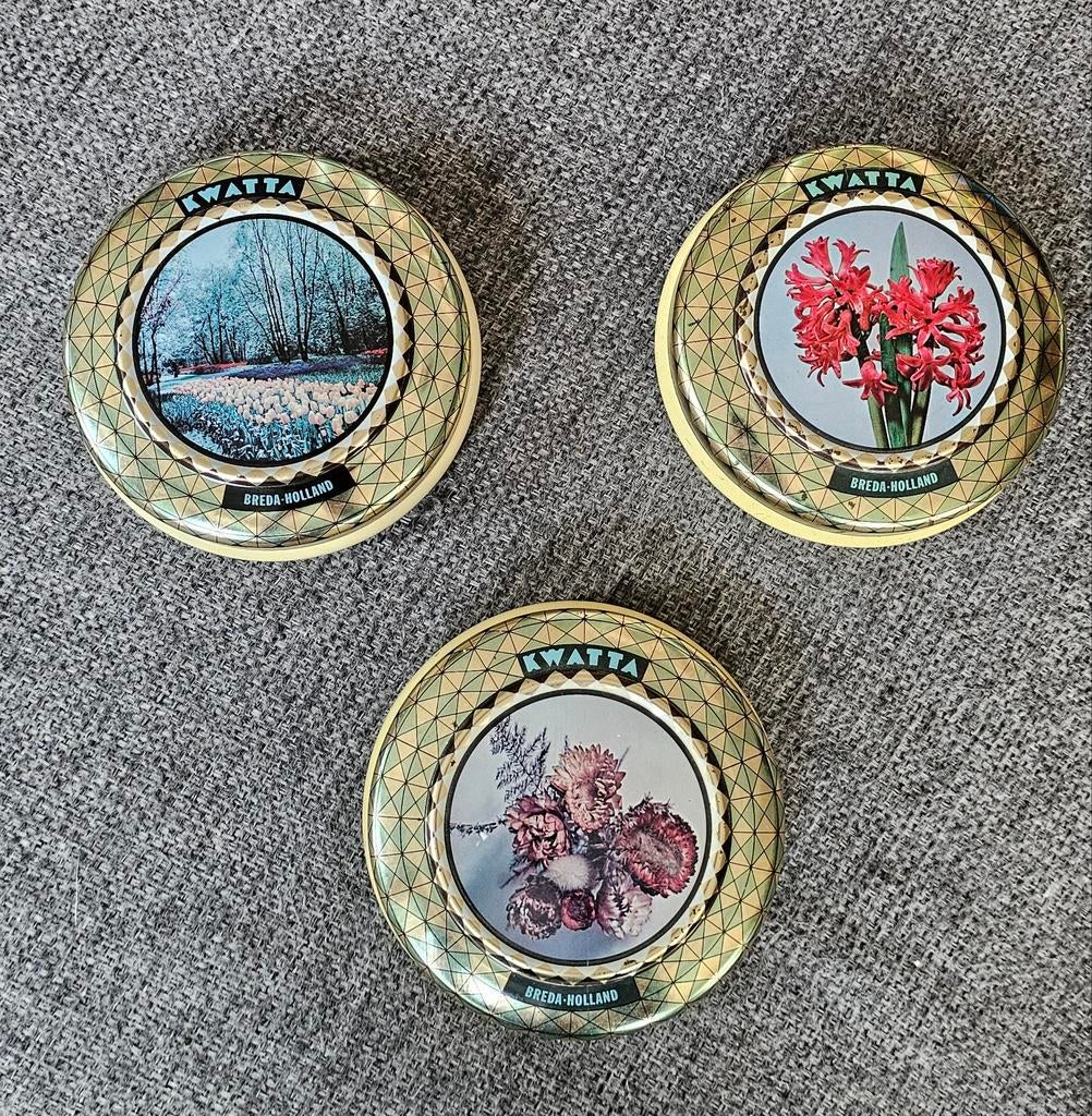 Set van 3 vintage Kwatta blikjes – Breda Holland, Ophalen of Verzenden, Gebruikt, Overige