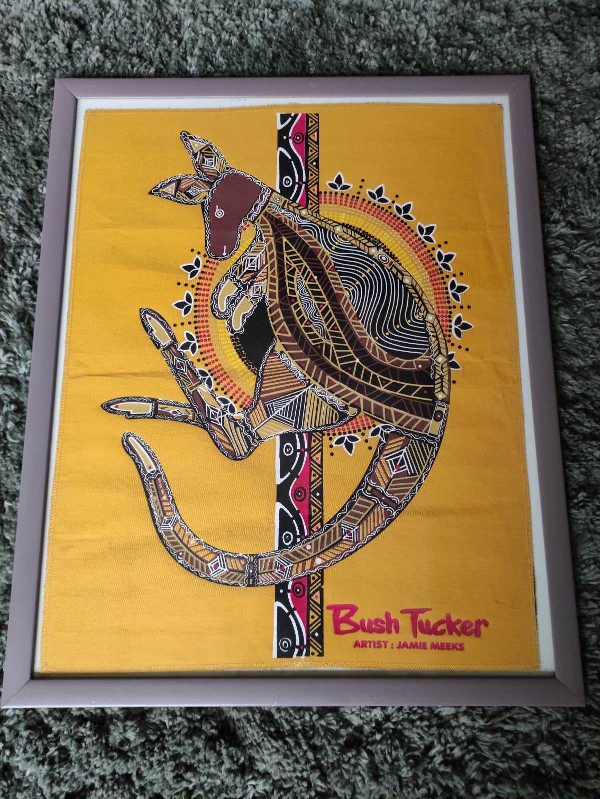 Ingelijste Aboriginal kunst: Kangoeroe door Jamie Meeks, Ophalen