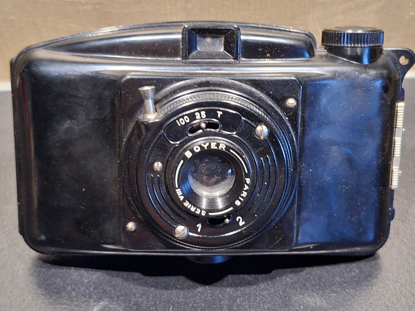 vintage bakelieten Photax met Boyer lens, Ophalen of Verzenden, Gebruikt, Compact, Overige Merken