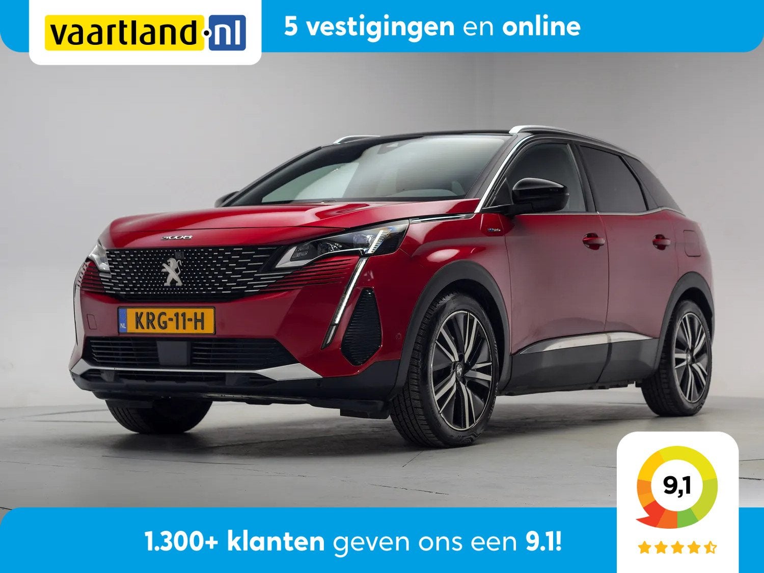 Peugeot 3008 1.6 HYbrid 225pk GT Aut. [ LED Trekhaak Apple/A, Auto's, Bedrijf, Hybride Elektrisch/Benzine, 71 km/l, SUV of Terreinwagen