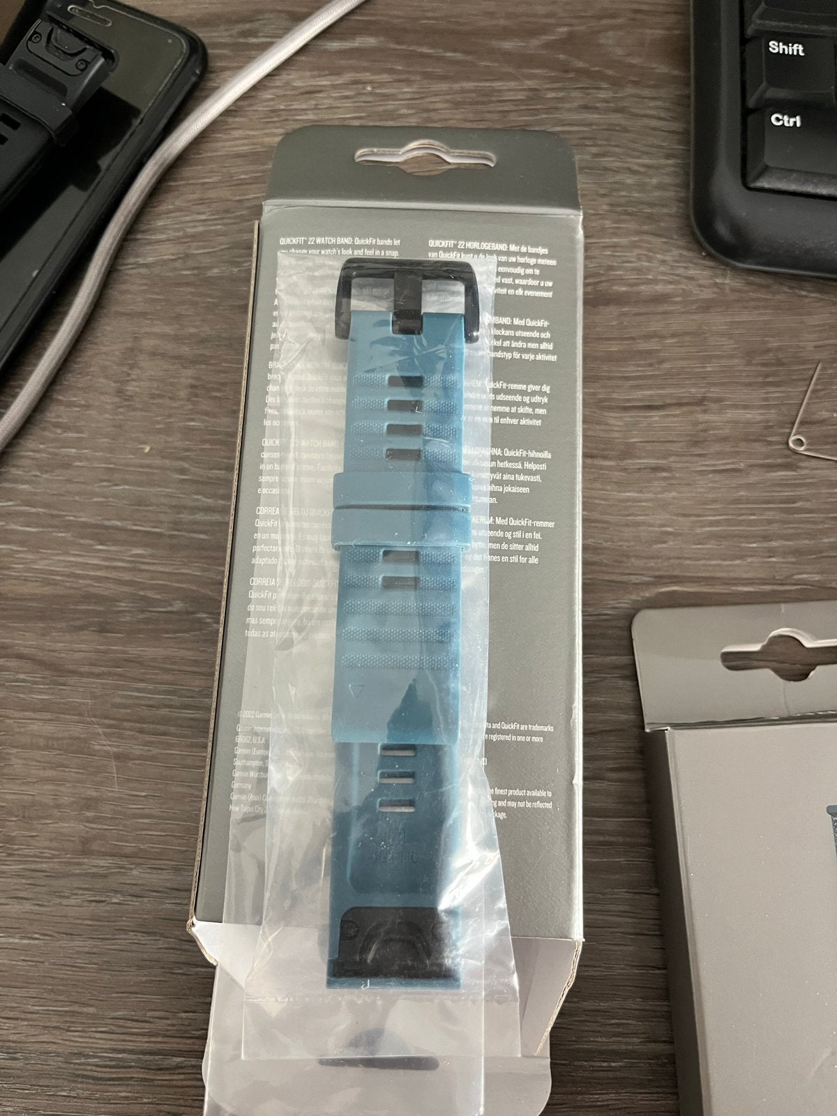 Nieuw Garmin Quickfit 22 Lakeside Blue Siliconen Horlogeband, Ophalen of Verzenden, Nieuw, Blauw