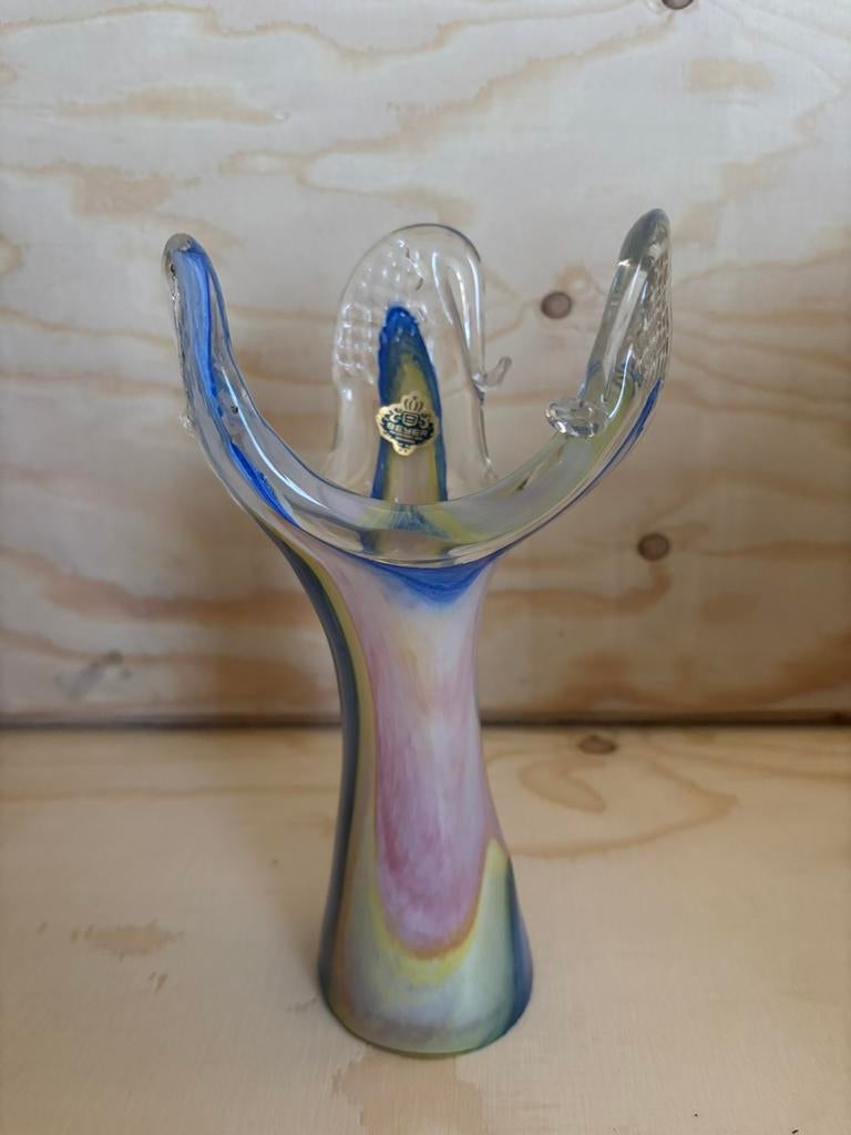 vintage roze kristallen vaas van het merk Beyer Neustadt, Antiek en Kunst, Ophalen