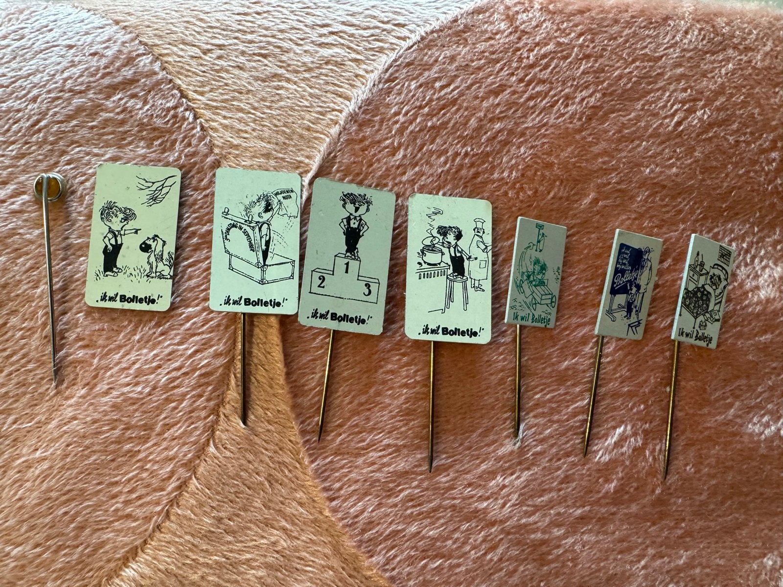 Vintage Bolletje reclame speldjes - Set van 7, Verzamelen, Ophalen of Verzenden, Gebruikt