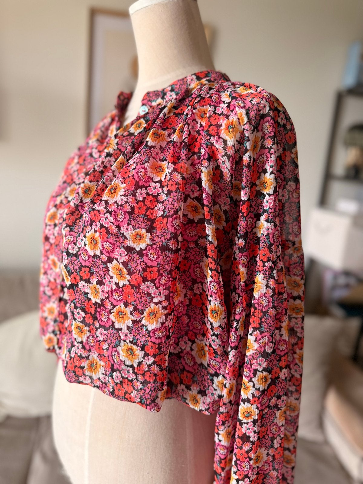 Loavies Blouse/Overhemd XS/S  Bloemenprint Parelknopen, Kleding | Dames, Blouses en Tunieken, Ophalen of Verzenden, Zo goed als nieuw