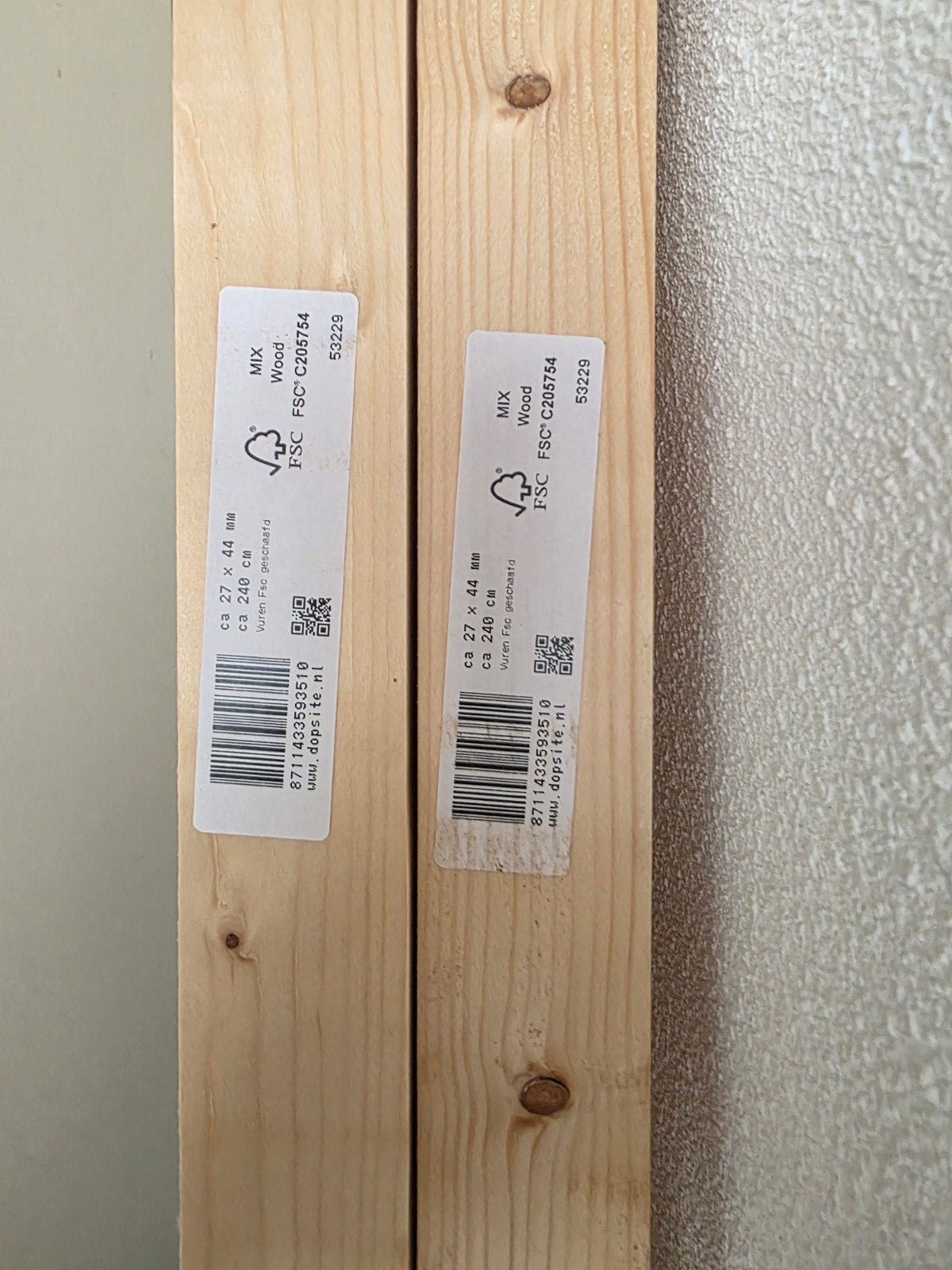 Bouwhout vuren geschaafd 27x44 mm 240 cm, Doe-het-zelf en Verbouw, Hout en Planken, Ophalen, Minder dan 25 mm, Nieuw, Plank