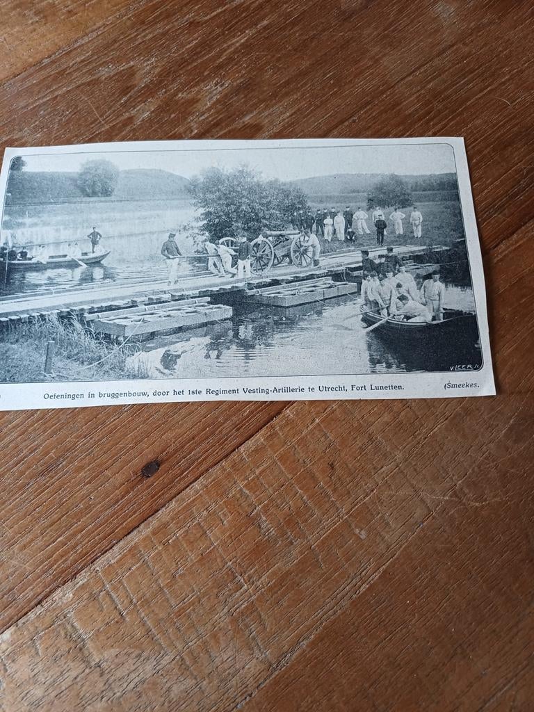 Knipsel bruggenbouw artillerie Fort Lunetten 1909, Verzamelen, Militaria | Algemeen, Ophalen of Verzenden, Landmacht, Nederland