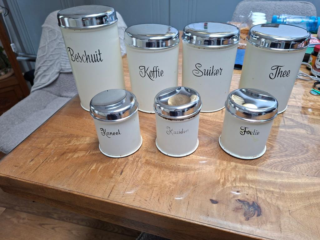 Vintage Brabantia voorraadpotten set - 7 stuks, Ophalen of Verzenden
