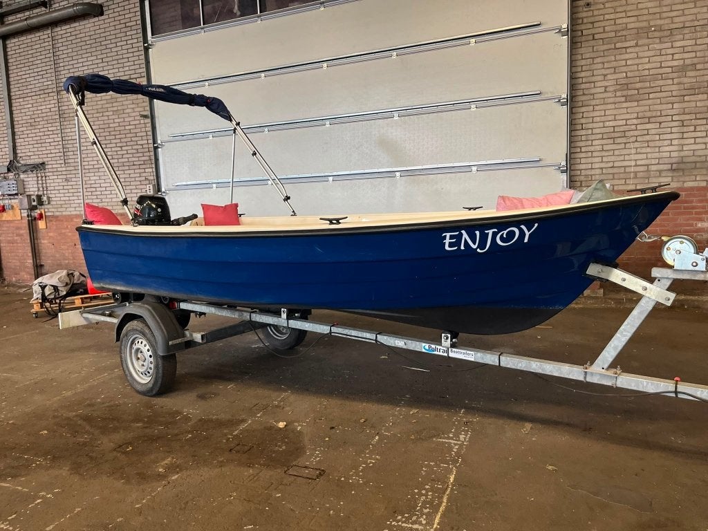 Ruime Sloep / Console boot 440 met Suzuki 8pk 4takt, Trailer, Watersport en Boten, Afdekzeil, Consoleboot, Gebruikt, Ophalen of Verzenden