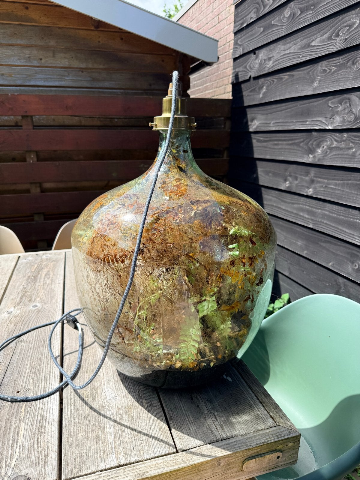 Unieke Terrarium Lamp - Glazen Fles met Planten, Ophalen, Gebruikt, Glas