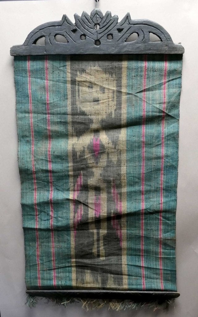 Ikat Indie DQ5 doek kunst Indonesie schilderij decoratie, Antiek en Kunst, Ophalen of Verzenden